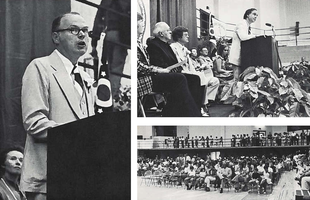 various images images of speakers and attendees at the 1975 Turpin HS dedication ceremony
